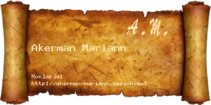 Akerman Mariann névjegykártya