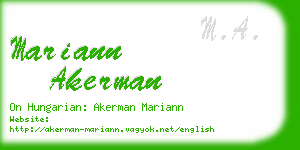 mariann akerman business card